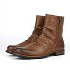 Herren Lederstiefel mit seitlichem Reißverschluss und niedriger Sohle - Halvor