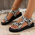 Orthopädische Damensandalen mit bedruckten Riemen - Tanja