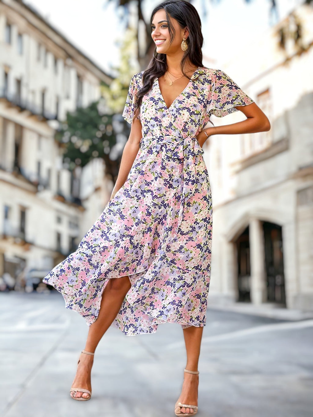 Kaly - Kleid mit böhmischem Blumendruck