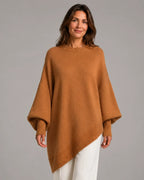 Asymmetrischer Strickpullover mit weiten Ärmeln