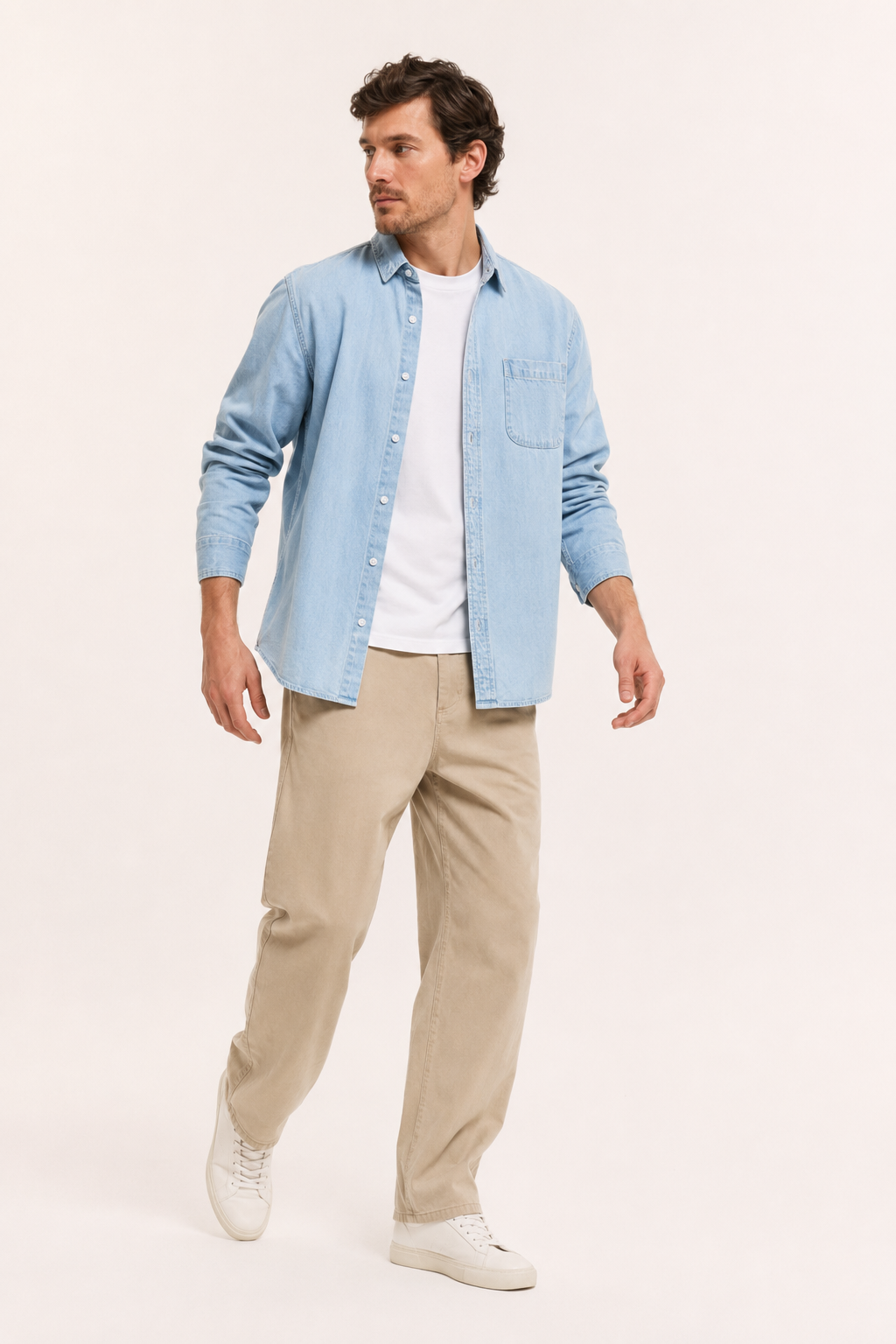Herren-Jeanshemd mit langen Ärmeln und Tasche – Joren