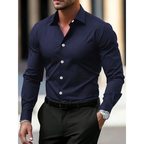 Herrenhemd mit langen Ärmeln, Slim Fit, klassischer Kragen – Heinrich