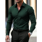 Herrenhemd mit langen Ärmeln, Slim Fit, klassischer Kragen – Heinrich