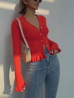 Gestreifter Strickcardigan mit Knöpfen für Damen – Hedda