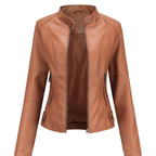 Bikerjacke in Lederoptik für Damen mit Stehkragen – Cleo