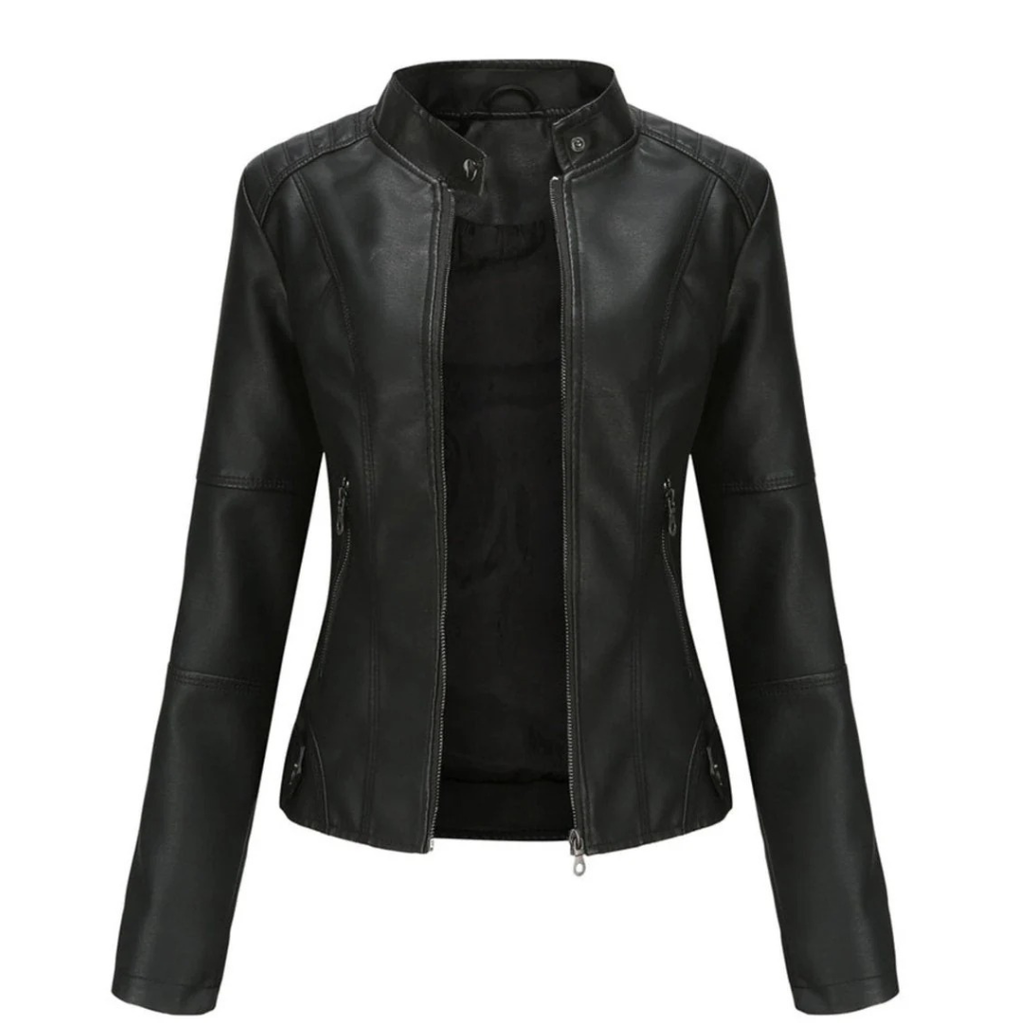 Bikerjacke in Lederoptik für Damen mit Stehkragen – Cleo