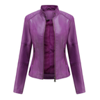 Bikerjacke in Lederoptik für Damen mit Stehkragen – Cleo