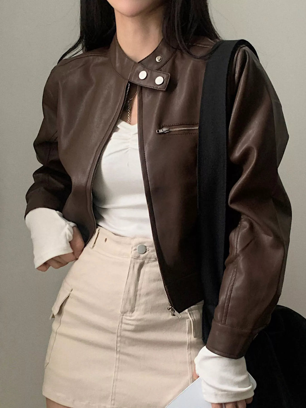 Kurze Damen Lederjacke - Liorane