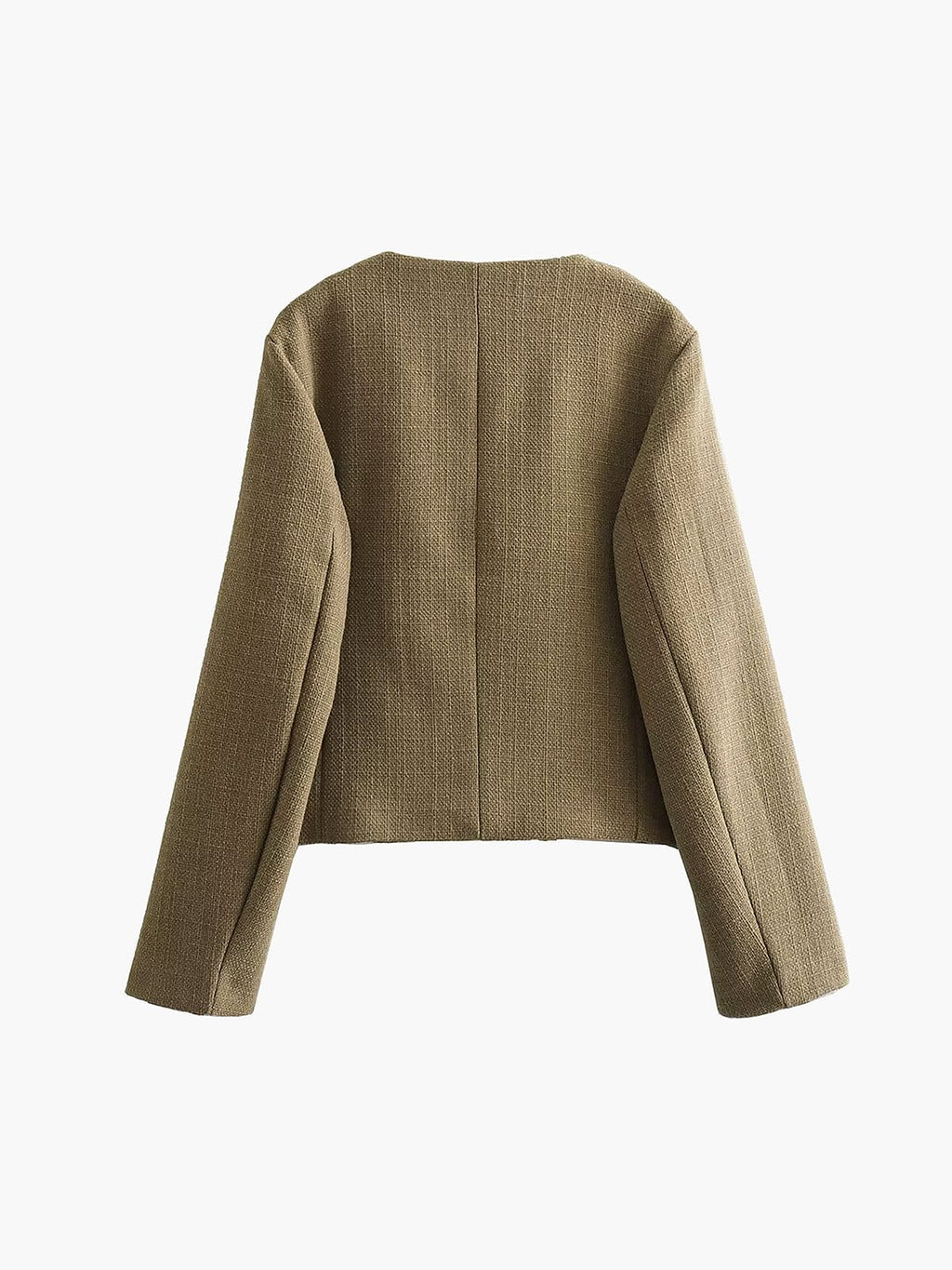 Kurze Tweedjacke für Damen mit goldenen Knöpfen und Rundhalsausschnitt – Miriam