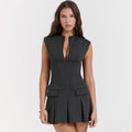 Florence - Ärmelloses Slim-Fit-Kleid mit Faltenrock
