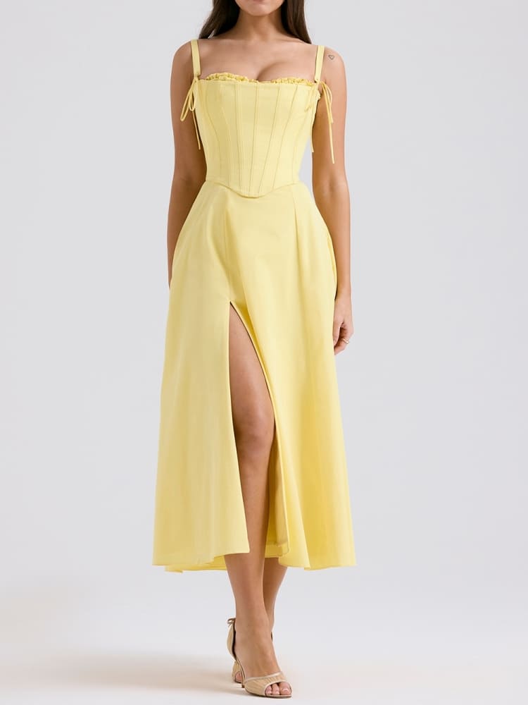 Emily - Lässiges und feminines gelbes Damenkleid