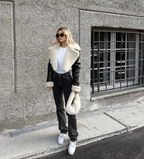 Lederjacke mit Fellbesatz für kalte Tage