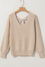 Blanche - Langärmeliger Pullover mit V-Ausschnitt und Rückenverknüpfung