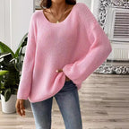 Damenstrickpullover mit weitem, fließendem Ausschnitt - Eirwen
