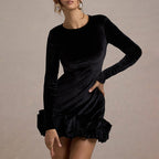 Damenkleid aus Samt mit plissiertem Saum - Loreanne