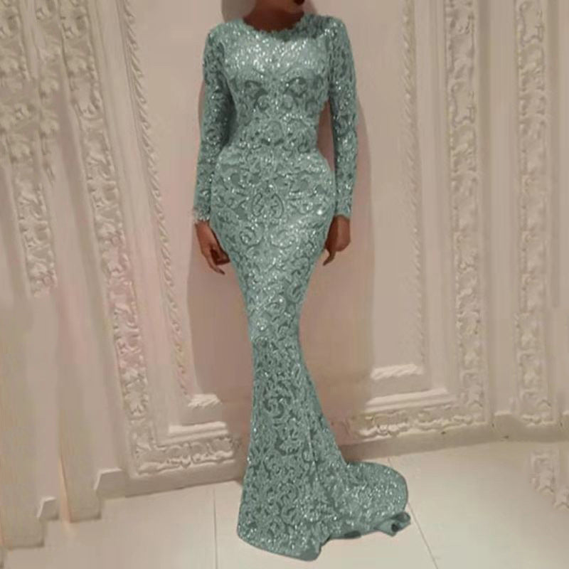 Taylor - Tailliertes Kleid mit langen Ärmeln in Bronze für schicke Frauen