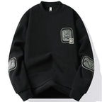Herrenpullover mit Rundhalsausschnitt und dekorativen Patches - Bjornik