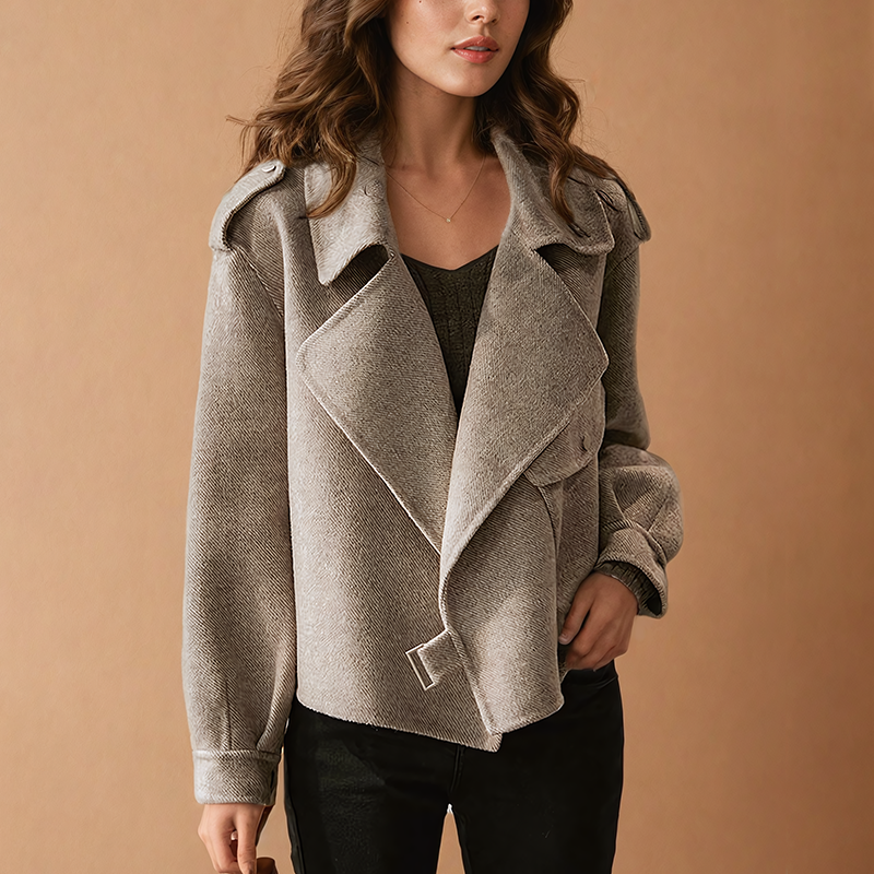 Kurze Damenjacke mit breitem Revers - Bryndis