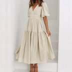 Kelly - Elegantes Kleid mit V-Ausschnitt und Puffärmeln