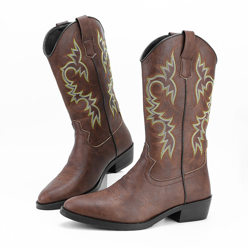 Hohe Herrenstiefel im Retro-Stil mit Stickerei - Kervon