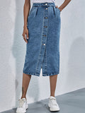 Kiara - Langer Jeansrock mit Knöpfen