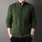 Herren Strickjacke Diamond Plaid aus Wolle