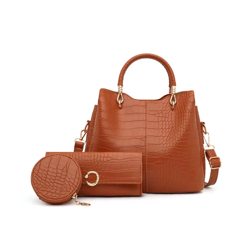 Frau Handtasche Krokodil Design 3 Stück - Valentina