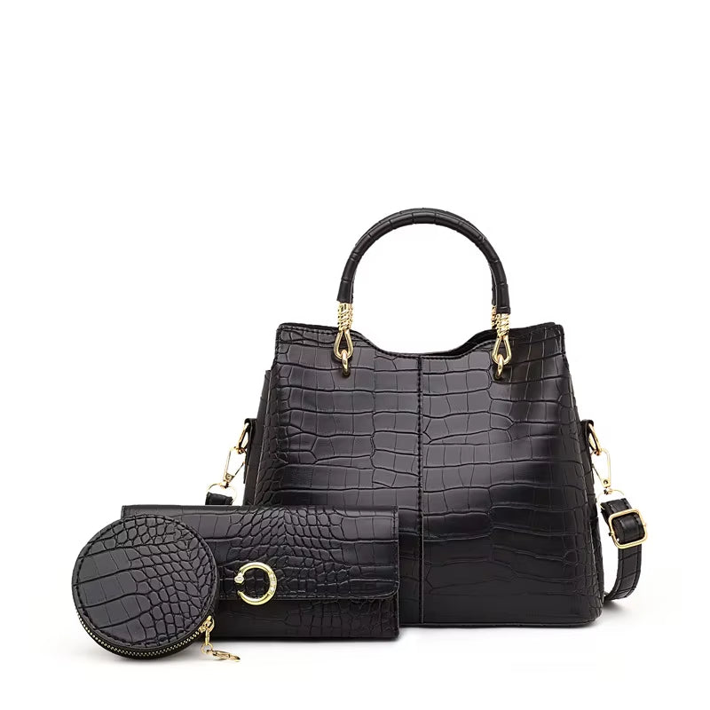 Frau Handtasche Krokodil Design 3 Stück - Valentina
