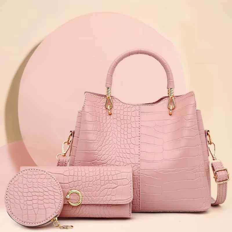 Frau Handtasche Krokodil Design 3 Stück - Valentina