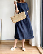 Cindy  Kleid aus Leinen und Baumwolle