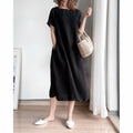 Cindy  Kleid aus Leinen und Baumwolle