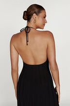 Midikleid aus gewebtem Plissee mit Neckholder - Dalila