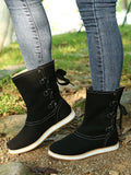 Sofie – Flache Stiefel mit Schnalle und Schnürverschluss
