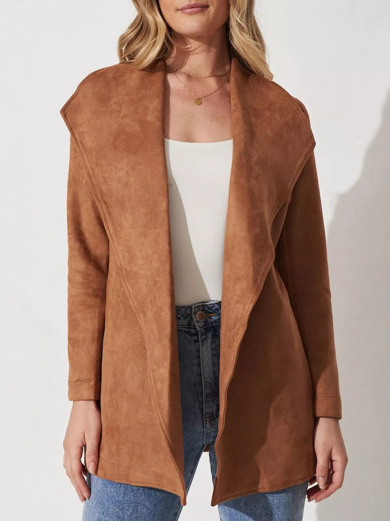 Weiche Wildlederjacke mit breitem Kragen - Celinne