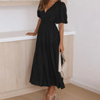 Kelly - Elegantes Kleid mit V-Ausschnitt und Puffärmeln
