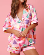 Satin-Pyjama-Set mit Hemd und Shorts für Damen - Varelia