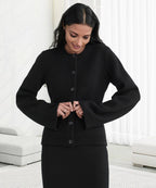Gerade geschnittene Damen Strickjacke mit Knopfverschluss - Alvara
