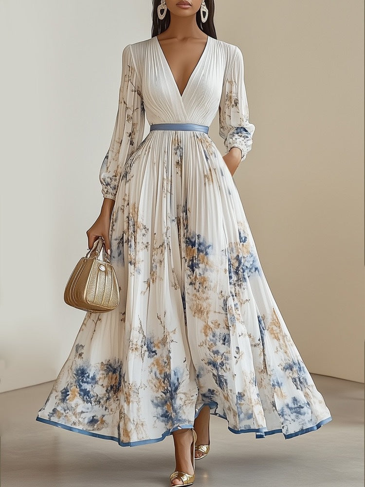 Langes Partykleid mit Blumenmuster für Frauen - Beatrice