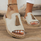 Flache Damensandalen mit Quaste - Annelie