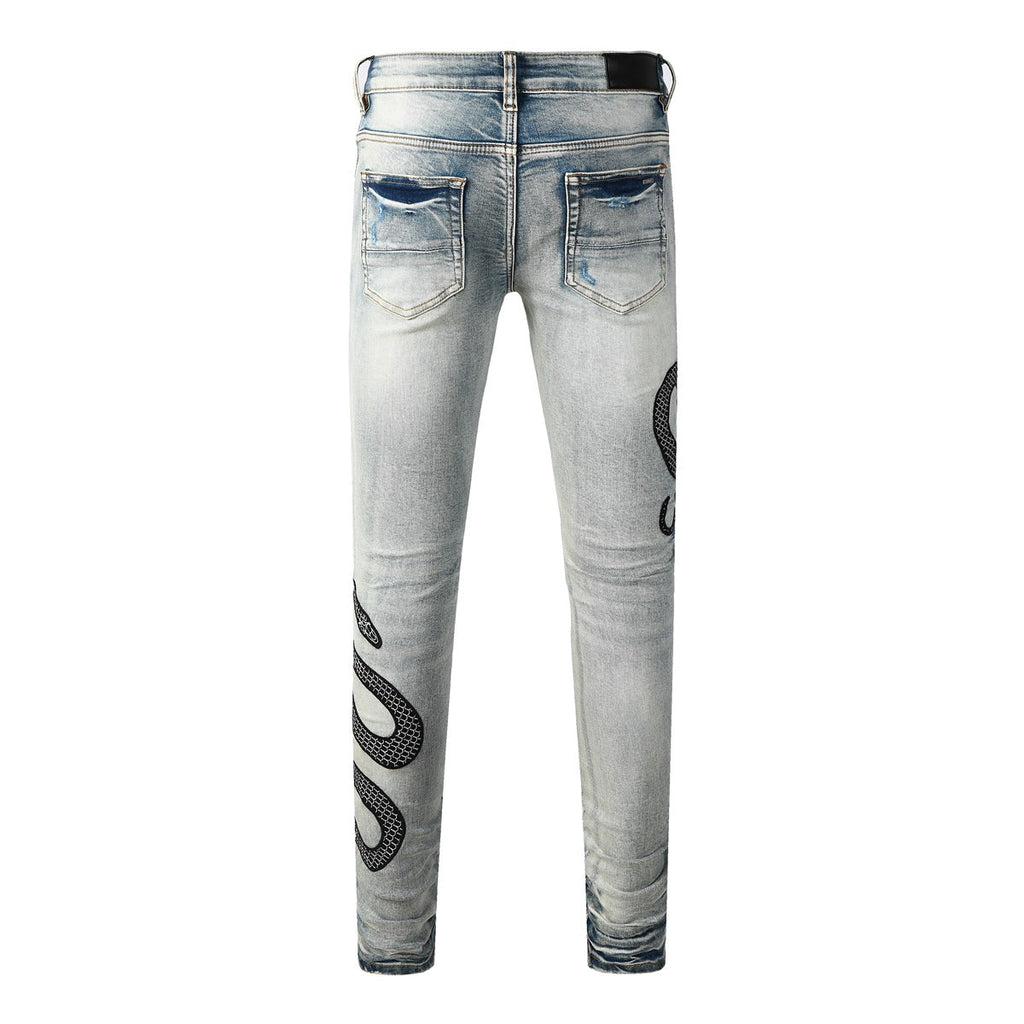 Skinny-Jeans mit Schlangenmuster - Eldric