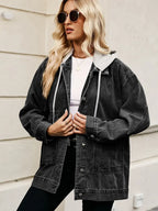 Jeansjacke im Oversize-Schnitt mit Knopfverschluss und Taschen