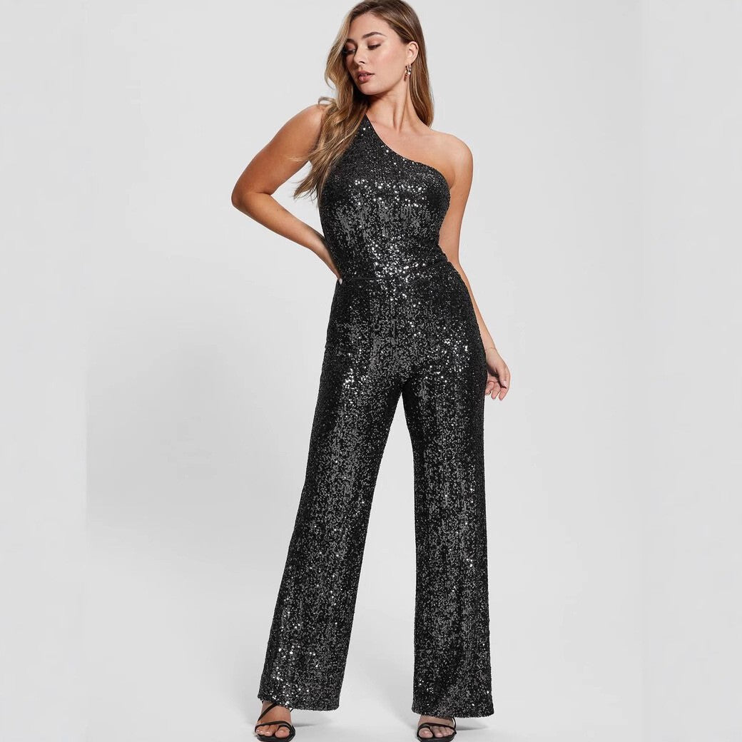 Asymmetrischer Pailletten-Jumpsuit für Damen - Narevia