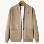 Gerade geschnittene Herrenstrickjacke mit breitem Kragen - Einar