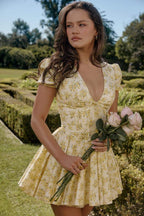 Emily - Korsett-Minikleid mit V-Ausschnitt Blumen-Korsett-Kleid