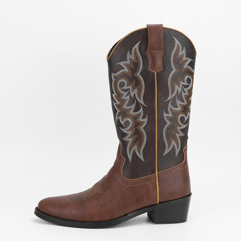 Hohe Herrenstiefel im Retro-Stil mit Stickerei - Kervon