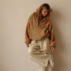Fleece Pullover Bloom kuschelig warmes Sherpa Innenfutter Boho Stil für kalte Tage - Daisy