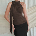 Damenbluse mit plissiertem Neckholder - Florence