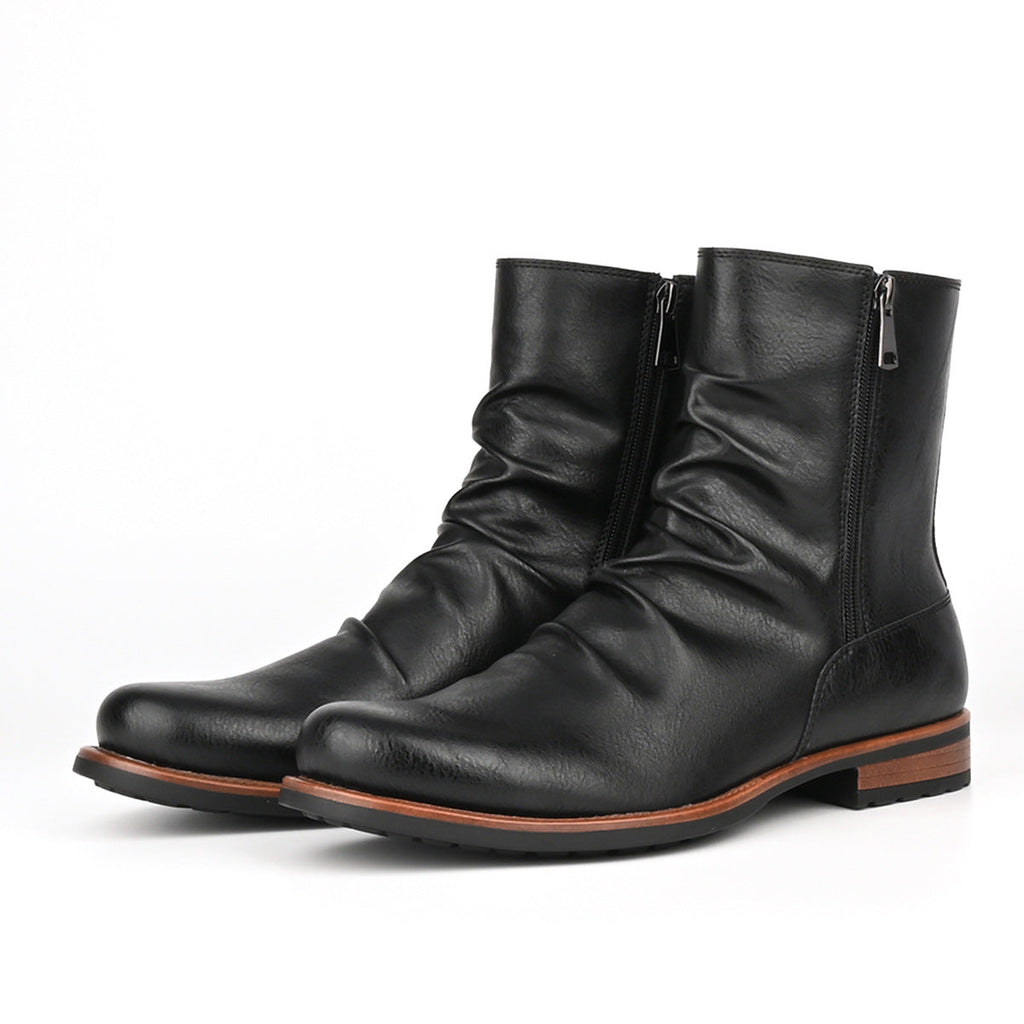 Herren Lederstiefel mit seitlichem Reißverschluss und niedriger Sohle - Halvor