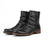 Herren Lederstiefel mit seitlichem Reißverschluss und niedriger Sohle - Halvor