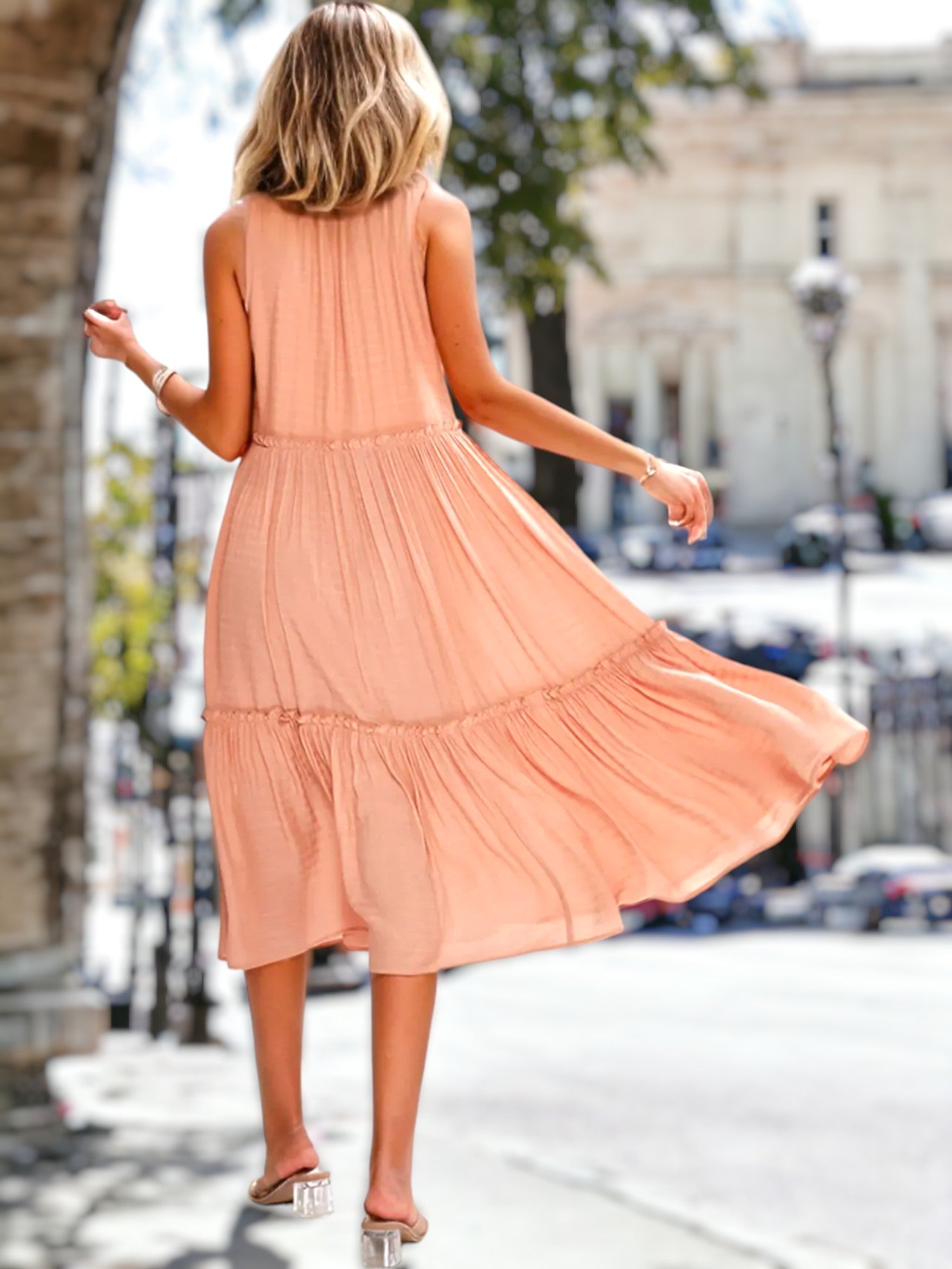 Shirley - Damenkleid mit Schleife und V-Ausschnitt